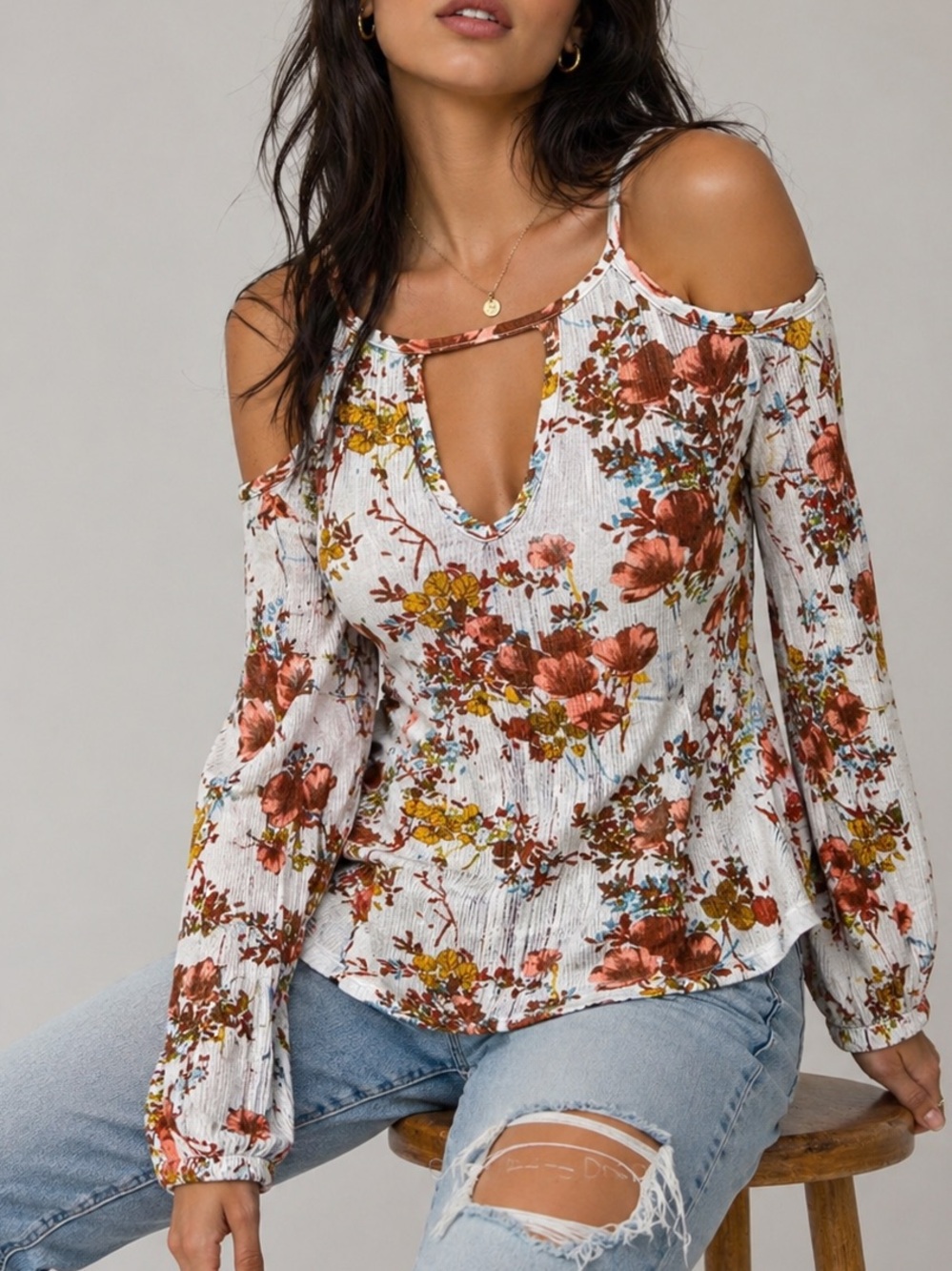 Mossimo Floral Cold Shoulder Top